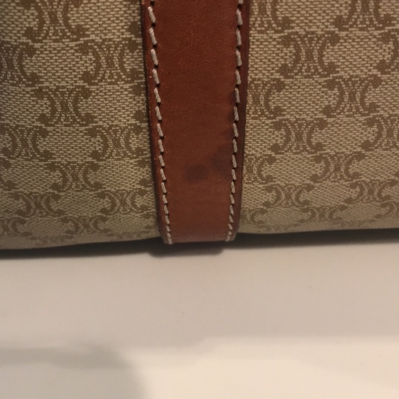 Celine Tan and Brown Satchel with Patterned Scarf - Picture 16 of 16